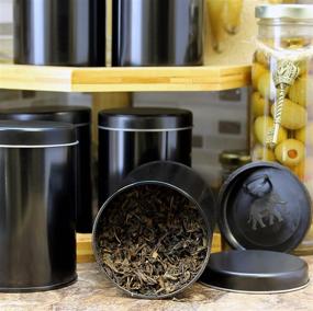 img 3 attached to 🗄️ Secure and Stylish: 6-Pack Double Seal Tea Canisters - Black Metal Round Tea Tins with Interior Molded Plastic Seal