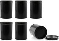 🗄️ secure and stylish: 6-pack double seal tea canisters - black metal round tea tins with interior molded plastic seal логотип