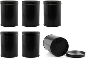 img 4 attached to 🗄️ Secure and Stylish: 6-Pack Double Seal Tea Canisters - Black Metal Round Tea Tins with Interior Molded Plastic Seal