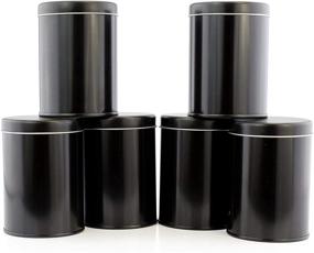 img 1 attached to 🗄️ Secure and Stylish: 6-Pack Double Seal Tea Canisters - Black Metal Round Tea Tins with Interior Molded Plastic Seal