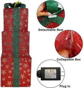 img 2 attached to 🎁 Sancodee Christmas Lighted Gift Boxes: Set of 3 Red Present Boxes with 60 LED Lights - Ideal Xmas Decor for Tree, Home, Indoor/Outdoor, Yard & Garden - Perfect Holiday Party & Festive Decorations