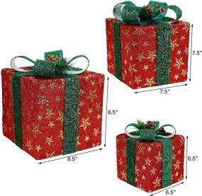 img 3 attached to 🎁 Sancodee Christmas Lighted Gift Boxes: Set of 3 Red Present Boxes with 60 LED Lights - Ideal Xmas Decor for Tree, Home, Indoor/Outdoor, Yard & Garden - Perfect Holiday Party & Festive Decorations