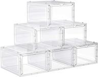 songmics clear shoe boxes - set of 6 white shoe organizers with clear door - easy assembly - fits up to us size 12 - ulsp032w06 логотип