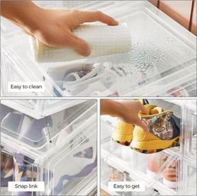 img 1 attached to SONGMICS Clear Shoe Boxes - Set of 6 White Shoe Organizers with Clear Door - Easy Assembly - Fits up to US Size 12 - ULSP032W06