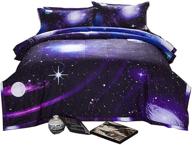 queen size outer space 3d printed quilt comforter sets - a nice night galaxy design with 2 pillow covers, long-lasting and fade-resistant logo