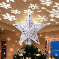 yostyle christmas tree topper: lighted star with led snowflake projector lights - perfect christmas tree decoration logo