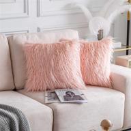 🎄 home brilliant pink christmas pillow covers 18x18 - faux fur throw pillow covers for couch pink decor, set of 2 - fluffy accent pillows, 18 x 18 inch, pink логотип