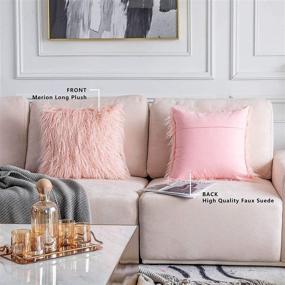 img 1 attached to 🎄 Home Brilliant Pink Christmas Pillow Covers 18x18 - Faux Fur Throw Pillow Covers for Couch Pink Decor, Set of 2 - Fluffy Accent Pillows, 18 X 18 Inch, Pink