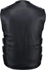 img 3 attached to 🏍️ Black Leather Motorcycle Vest for Men - Swat Team Style with Adjustable Side Sizes (S-5XL)