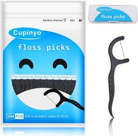 img 4 attached to 🦷 Cupinyo Dental Floss Picks - 200pcs Mint Dental Floss with Charcoal - Effective Tooth Cleaning Sticks, Portable Box Included