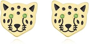 img 4 attached to Exquisite Silver Gold Leopard Stud Earrings: A Cute & Stylish Choice for Women and Teen Girls