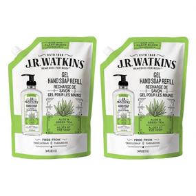 img 4 attached to 🌿 JR Watkins Liquid Hand Soap Refill Pouch – Aloe and Green Tea, 2 Pack: Scented Hand Wash for Bathroom or Kitchen, USA Made & Cruelty Free - 34 fl oz