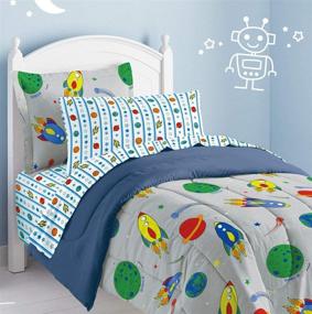 img 1 attached to 🚀 Dream Factory Space Rocket Ultra Soft Microfiber Comforter Set - Vibrant Multi-Colored Design, Twin Size - 2A745901MU