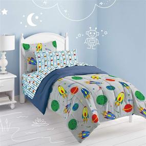 img 2 attached to 🚀 Dream Factory Space Rocket Ultra Soft Microfiber Comforter Set - Vibrant Multi-Colored Design, Twin Size - 2A745901MU