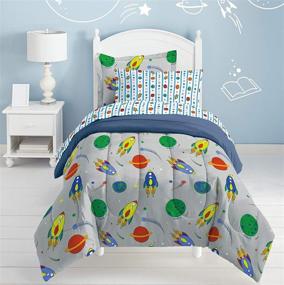 img 4 attached to 🚀 Dream Factory Space Rocket Ultra Soft Microfiber Comforter Set - Vibrant Multi-Colored Design, Twin Size - 2A745901MU