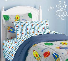 img 3 attached to 🚀 Dream Factory Space Rocket Ultra Soft Microfiber Comforter Set - Vibrant Multi-Colored Design, Twin Size - 2A745901MU