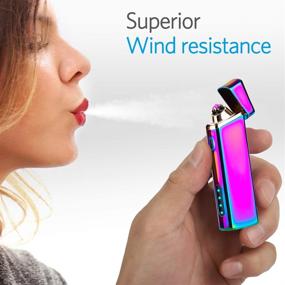 img 1 attached to Sipoe Lighter: USB Rechargeable Electric Arc Plasma 🔥 Lighter - Windproof & Upgraded Battery Indicator - Multichrome Design