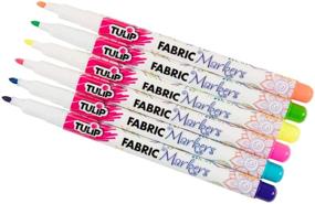 img 2 attached to 🎨 Vibrant Neon Tulip Fabric Markers - 6 Pack - Large Bullet Tip for Fast Drying & Minimal Bleed - Premium Quality, Non-Toxic & Child Safe - Perfect for T-shirts, Clothes, Shoes, Bags & More