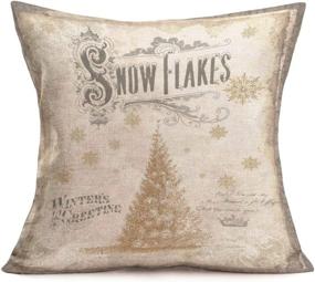 img 3 attached to 🎅 Hopyeer Xmas Santa Claus Decorative Throw Pillow Covers - Vintage Classical Winter Holiday Merry Christmas Snowflake Postcards Elk Trees Cotton Linen Cushion Case Cover for Sofa - Set of 4 - 18"x18" (XS-Santa)