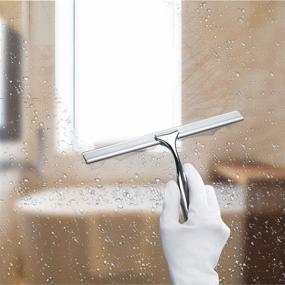 img 2 attached to Ponsey Stainless Steel Shower Window Squeegee - Effective Squeegee for Shower Doors, Bathroom, Kitchen, Car, Mirror, Glass Cleaning Brush - Convenient Wiper Scraper with Suction Hook