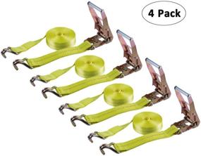 img 4 attached to 🚚 Autofonder Heavy Duty Ratchet Tie Down Strap - 4 Pack 2-Inch x 27-Feet - Aluminum Handled Cargo Straps for Moving Appliances, Lawn Equipment, and Motorcycle in a Truck