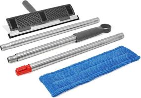 img 3 attached to FAYINA Premium 2-in-1 Window Cleaner: Extendable 56-Inch Stainless Steel Handle, 12-Inch Squeegee, and Microfiber Pad for Effortless Cleaning