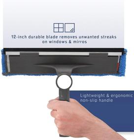 img 2 attached to FAYINA Premium 2-in-1 Window Cleaner: Extendable 56-Inch Stainless Steel Handle, 12-Inch Squeegee, and Microfiber Pad for Effortless Cleaning