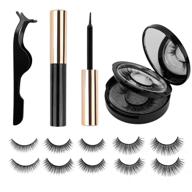 💫 magnetic eyelashes set - waterproof, reusable, no glue needed, stable & non-slip, 3d natural-looking false lashes with eyeliner, mirror case included (5 pairs) logo