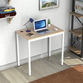 img 2 attached to Simple Small White Desk 31.5 inch for Organized Home Office, Student Study, and Writing in Small Spaces - Easy to Assemble with Adjustable Feet