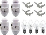 🔌 auto on sensor plug in night light module - 4 bulbs with metal clips | create diy decorative night lights - pack of 4 (white sensor) логотип