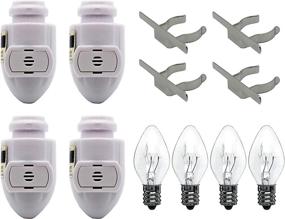 img 4 attached to 🔌 Auto On Sensor Plug in Night Light Module - 4 Bulbs with Metal Clips | Create DIY Decorative Night Lights - Pack of 4 (White Sensor)