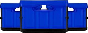 img 4 attached to 📦 CleverMade 32L Collapsible Storage Bins - Compact Stackable Utility Crates, Durable Plastic, 3 Pack, Royal Blue