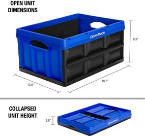 img 1 attached to 📦 CleverMade 32L Collapsible Storage Bins - Compact Stackable Utility Crates, Durable Plastic, 3 Pack, Royal Blue