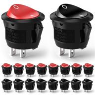 🔴 urwoow 16 pack spst latching red button on/off rocker boat switch, snap-in, 2 pin round, black, ac 250v 6a 125v 10a for car, auto, boat, and household appliances логотип