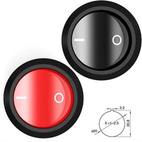 img 3 attached to 🔴 URWOOW 16 Pack SPST Latching Red Button ON/Off Rocker Boat Switch, Snap-In, 2 Pin Round, Black, AC 250V 6A 125V 10A for Car, Auto, Boat, and Household Appliances