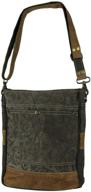 👜 walnut upcycled canvas shoulder bag by myra bag - stylish gray medium-sized one size bag (s-1362) logo