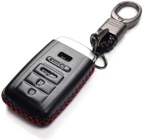 img 3 attached to 🔑 Premium Leather Key Fob Case for Acura RDX, MDX, ILX, TLX 2016-2020 – Enhanced Protection, Stylish Design (4-Button, Black/Red)