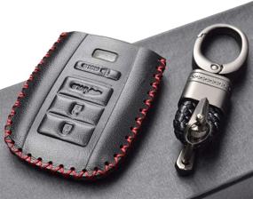 img 1 attached to 🔑 Premium Leather Key Fob Case for Acura RDX, MDX, ILX, TLX 2016-2020 – Enhanced Protection, Stylish Design (4-Button, Black/Red)