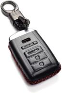 🔑 premium leather key fob case for acura rdx, mdx, ilx, tlx 2016-2020 – enhanced protection, stylish design (4-button, black/red) logo