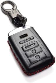 img 4 attached to 🔑 Premium Leather Key Fob Case for Acura RDX, MDX, ILX, TLX 2016-2020 – Enhanced Protection, Stylish Design (4-Button, Black/Red)