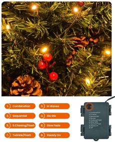 img 2 attached to Koicaxy Tabletop Mini Christmas Tree Set: Battery-Operated Artificial Xmas Tree with 30 Clear LED Lights and 8 Flash Modes - Perfect Indoor Holiday Decor with Star Treetop and Ornaments