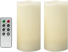 img 4 attached to 🕯️ Battery-Powered Flameless Candles with Remote Timer, Genuine Wax & Realistic Bright Flicker, Flickering LED Electronic Pillar Lights for Home Decor, Wedding, Party, Christmas Decorations - Set of 2