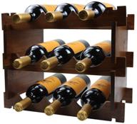 деревянная винная стойка 3 уровня - вмещает до 9 бутылок - настольное хранение вин для кладовой, стола и шкафа. логотип