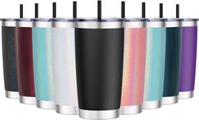 img 4 attached to 🥤 Insulated Stainless Steel Travel Tumbler with Lid - Aikico 20oz Double Wall Travel Mug, Includes Black Plastic Straws - Perfect Coffee Cup for Home and Office (Black)