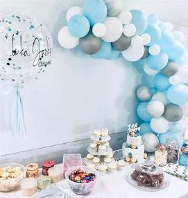 img 2 attached to 🎈 Stunning 100pcs Blue White and Silver Balloon Garland & Arch Kit for Elephant Baby Shower Birthday Party Backdrop - Includes 100pcs Latex Balloons and 16 Feet Arch Balloon Decorating Strip