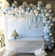 🎈 stunning 100pcs blue white and silver balloon garland & arch kit for elephant baby shower birthday party backdrop - includes 100pcs latex balloons and 16 feet arch balloon decorating strip logo