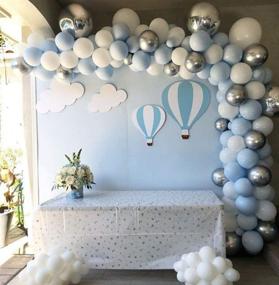 img 4 attached to 🎈 Stunning 100pcs Blue White and Silver Balloon Garland & Arch Kit for Elephant Baby Shower Birthday Party Backdrop - Includes 100pcs Latex Balloons and 16 Feet Arch Balloon Decorating Strip