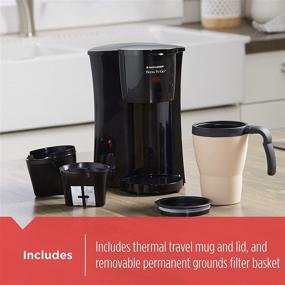 img 1 attached to BLACK+DECKER Brew 'n Go Personal Coffeemaker with Travel Mug, Black/Beige, DCM18 - Convenient Coffee on the Go!