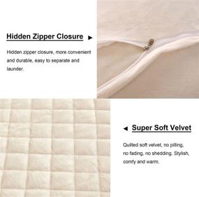 img 1 attached to 💎 LIFEREVO Set of 2 Diamond Quilted Crystal Velvet Mink Pillowcases with Pompoms Fringe - Decorative Throw Pillow Shams for Bedroom Sofa Couch - Zipper Closure Lumbar Cushion Cover in Light Beige (Standard/Queen)