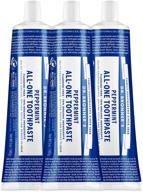 🌿 dr. bronner’s all-one toothpaste 3-pack (peppermint, 5 oz) - 70% organic, natural & effective - fluoride-free, sls-free - fresh breath, plaque reduction, teeth whitening - vegan logo